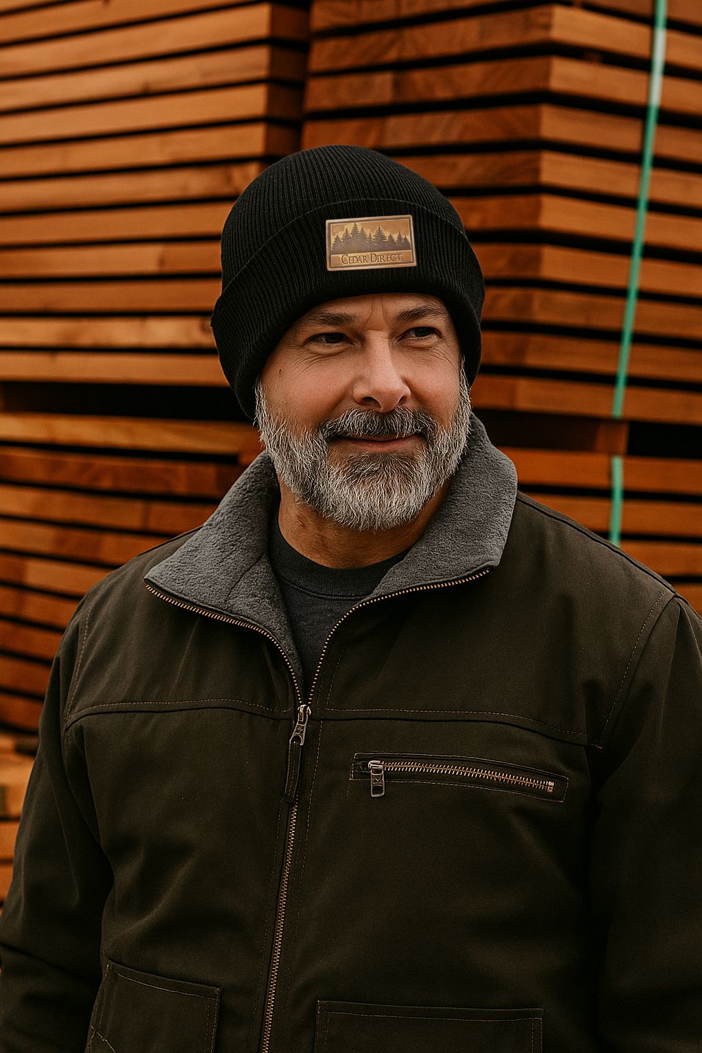 Leather Patch Knit Beanie