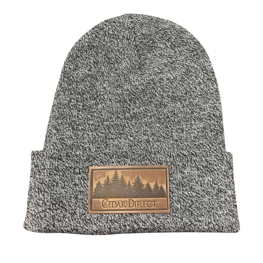 Leather Patch Knit Beanie